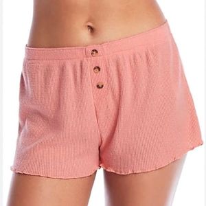 Pj Salvage Coral Ribbed Ruffled Sleep lounge shorts  L NWT